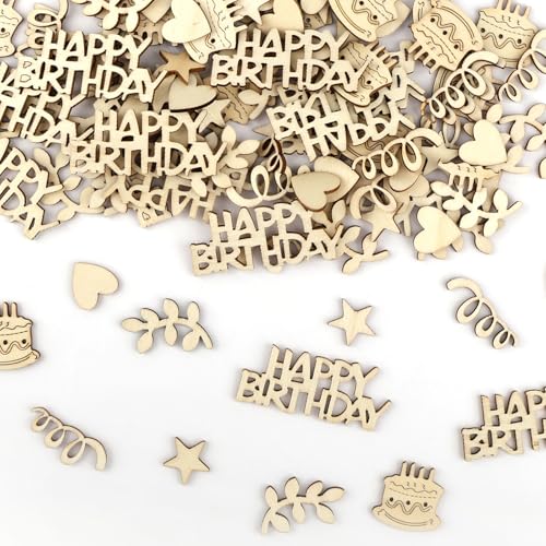 Konfetti Holz Deko Geburtstag, 100 Stück Tischdeko Geburtstag für Mädchen Junge Kinder Geburtstage Partys Dekoration Streudeko(Kuchen) von Hopton