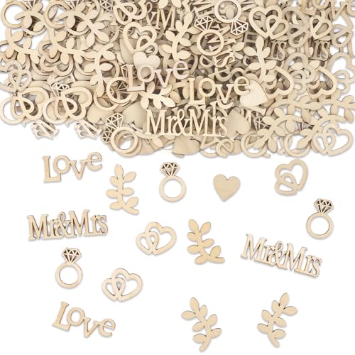 Konfetti Holz Hochzeitsdeko, 100 Stück Tischdeko Hochzeit, Groß 2-6cm Streudeko Hochzeit, Hochzeitsdeko Tisch für Verlobbung Valentinstag von Hopton
