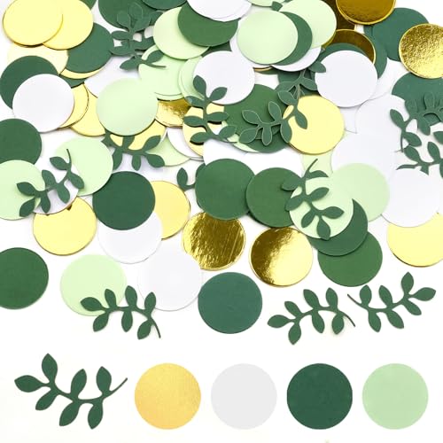 Konfetti Streudeko,100 Stück Konfetti Geburtstag Deko Grün Gold,Papier Hochzeitsdeko Tisch,Runde Streudeko Confetti für Geburtstag Hochzeit Babyparty Dekoration(Groß 2.5cm) von Hopton