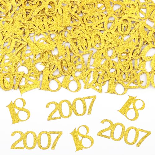Konfetti 18 Geburtstag Deko,100 Stk Tischdeko Geburtstag Mädchen Junge 2007,18th Birthday Gift,Glitzer Gold Streudeko zum Geburtstagsdeko Tisch von Hopton
