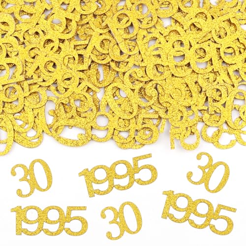 Konfetti 30 Geburtstag Deko,100 Stk Tischdeko Geburtstag Mädchen Junge 1995,Sweet 30 Birthday Gift,Glitzer Gold Streudeko zum Geburtstagsdeko Tisch(Groß 3.4-5cm) von Hopton