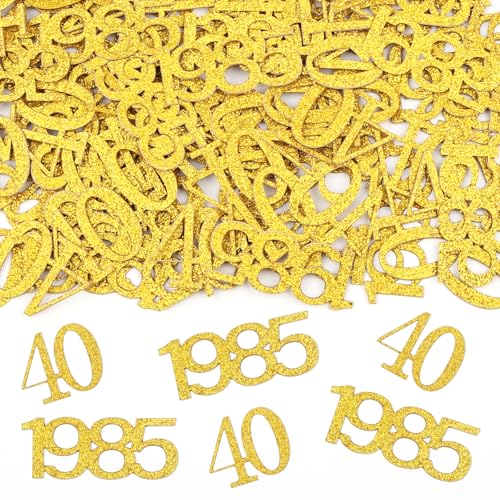 Konfetti 40 Geburtstag Deko,100 Stk Tischdeko Geburtstag Mädchen Junge 1985, 40th Birthday Gift,Glitzer Gold Streudeko zum Geburtstagsdeko Tisch(Groß 3.4-5cm) von Hopton