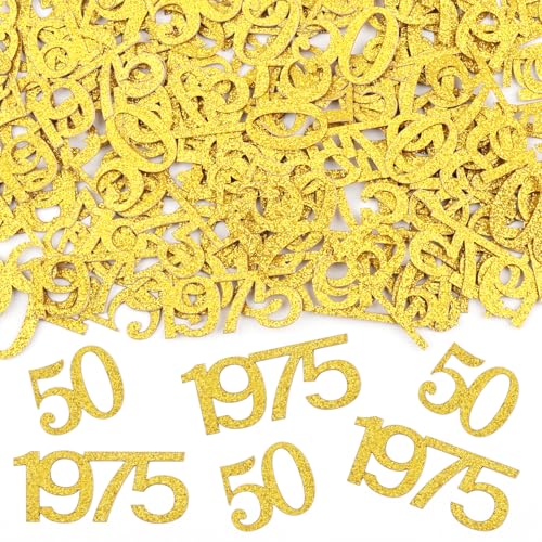 Konfetti 50 Geburtstag Deko,100 Stk 1975 Tischdeko Mädchen Junge Frauen,Sweet 50th Birthday Deko,Glitzer Gold Streudeko Geburtstag zum Geburtstagsdeko Tisch(Groß 3.4-5cm) von Hopton