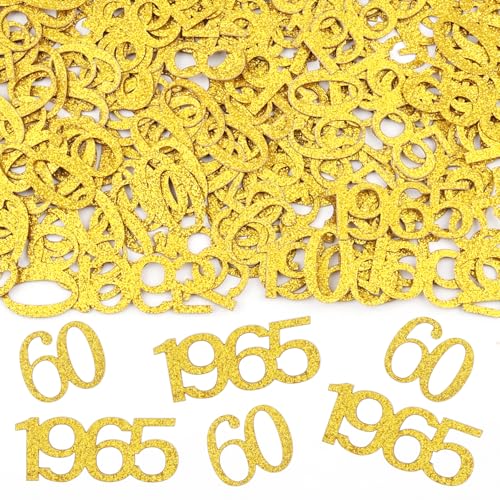Konfetti 60 Geburtstag Deko,100 Stk Tischdeko Geburtstag Mädchen Junge 1965, 60. Geburtstagdeko, Glitzer Gold Streudeko zum Geburtstagsdeko Tisch von Hopton