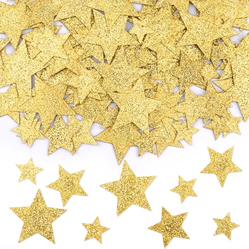 Sterne Konfetti,100 Stück Streudeko Weihnachten,Gold Sterne Deko,Glitzersterne Weihnachts Tischdeko,Sterne Basteln für Silvester Hochzeit Geburtstag Weihnachtsdeko(3 Größ 2-4cm) von Hopton