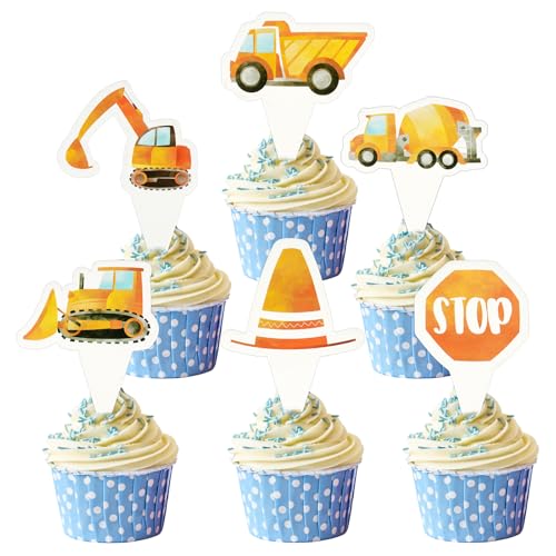 Tortendeko, 24 Stück Happy Birthday Tortendeko, LKW Bagger Kuchen Deko, Straßenschild Baufahrzeug Tortendeko Geburtstag, Cake Topper Geburtstag, Kuchendekoration für Jungen Mädchen Kinder Party Deko Tortendeko, 24 Stück Happy Birthday Tortendeko, LKW Bagger Kuchen Deko, Straßenschild Baufahrzeug Tortendeko Geburtstag, Cake Topper Geburtstag, Kuchendekoration für Jungen Mädchen Kinder Party Deko von Hopton