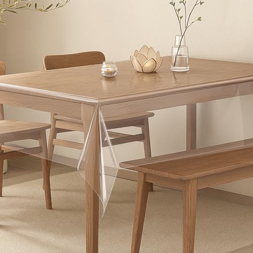 Tischfolie Transparent 183 x137cm, Abwaschbare Fettdicht Tischdecke, 0.15mm PVC Plastiktischdecke, Wasserdicht Klarsicht Tischschutzfolie für Esstisch & Schreibtisch von Hopton