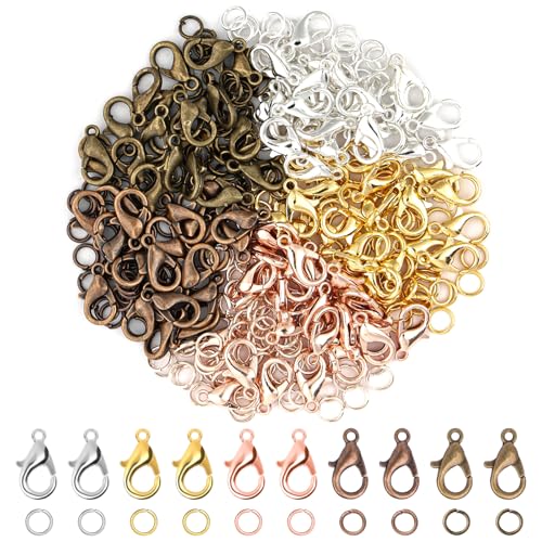 Verschlüsse für Armbänder, 300 Stück Kettenverschluss und Biegeringe in Verschiedenen Farben, Armband verschlüsse Schmuck Verschlüsse für Schmuckherstellung (5 Farben) von Hopton