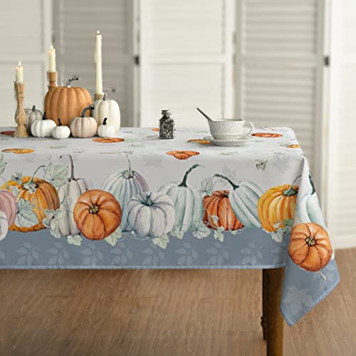 Horaldaily Herbst Tischwäsche 100x140 cm Rechteckig, Erntedankfest Herbsternte Orange Weiß Kürbis Tischdecke für Party Picknick Abendessen Dekor von Horaldaily