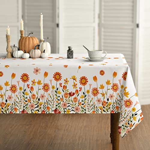 Horaldaily Herbst Tischwäsche 130x220 cm Rechteckig, Erntedankfest Herbsternte Aquarell Gänseblümchen Tischdecke für Party Picknick Abendessen Dekor von Horaldaily