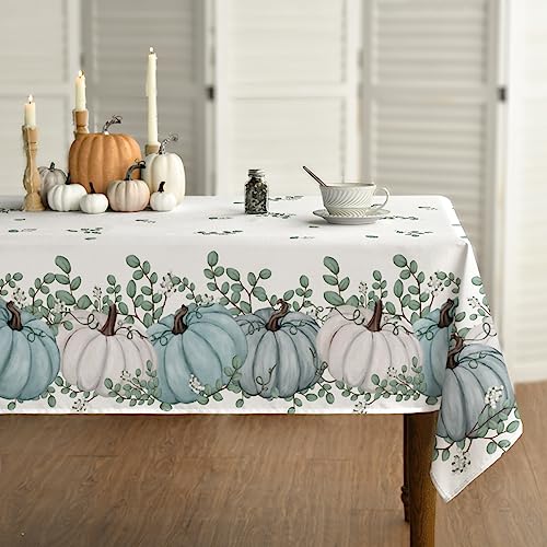 Horaldaily Herbst Tischwäsche 130x220 cm, Erntedankfest Herbsternte Blaues Kürbis Karierte Tischdecke für Party Picknick Abendessen Dekor von Horaldaily