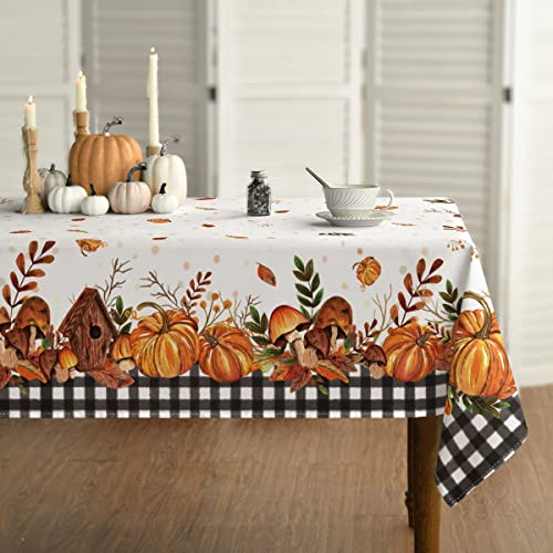 Horaldaily Herbst Tischwäsche 84x84 cm Quadratisch, Erntedankfest Herbsternte Kürbis Schwarze Karierte Tischdecke für Party Picknick Abendessen Dekor Horaldaily Herbst Tischwäsche 84x84 cm Quadratisch, Erntedankfest Herbsternte Kürbis Schwarze Karierte Tischdecke für Party Picknick Abendessen Dekor von Horaldaily