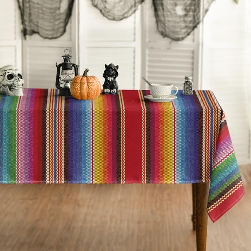 Horaldaily Mexiko-Tischdecke, 132 x 178 cm, rechteckig, Cinco de Mayo Fiesta, bunte Streifen, waschbare Tischdecke für Party, Picknick, Abendessen, Dekoration Horaldaily Mexiko-Tischdecke, 132 x 178 cm, rechteckig, Cinco de Mayo Fiesta, bunte Streifen, waschbare Tischdecke für Party, Picknick, Abendessen, Dekoration von Horaldaily