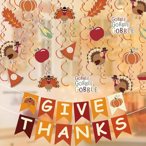 Horaldaily Thanksgiving 42 Stück Party Hängende Wirbel Banner Dekorationen, Türkei Kürbis Gobble Party Hängende Wirbel Luftschlangen Deckendekor für Home Office Klassenzimmer Schule Jungen Mädchen Horaldaily Thanksgiving 42 Stück Party Hängende Wirbel Banner Dekorationen, Türkei Kürbis Gobble Party Hängende Wirbel Luftschlangen Deckendekor für Home Office Klassenzimmer Schule Jungen Mädchen von Horaldaily
