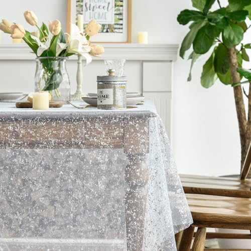 Horaldaily Weiß-silberne Gaze-Tischdecke, 152,4 x 277,7 cm, rechteckig, silberfarbene Pailletten, Glitzer, Metallic-Folie, durchscheinende Chiffon-Tüll-Käsetuch für Hochzeit, Babyparty, Zeremonie Horaldaily Weiß-silberne Gaze-Tischdecke, 152,4 x 277,7 cm, rechteckig, silberfarbene Pailletten, Glitzer, Metallic-Folie, durchscheinende Chiffon-Tüll-Käsetuch für Hochzeit, Babyparty, Zeremonie von Horaldaily