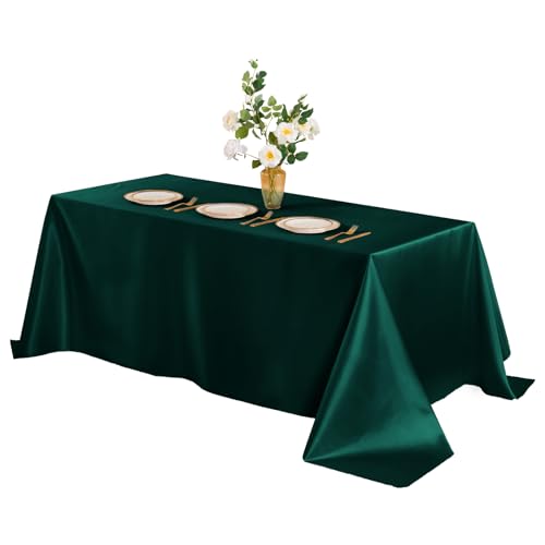 Horbaunal Dunkelgrüne Satin-Tischdecke, 152,4 x 250,9 cm, rechteckige Satin-Tischdecke, helle seidige Tischdecke, glatte Tischdekoration für Hochzeit, Party, Bankett Horbaunal Dunkelgrüne Satin-Tischdecke, 152,4 x 250,9 cm, rechteckige Satin-Tischdecke, helle seidige Tischdecke, glatte Tischdekoration für Hochzeit, Party, Bankett von Horbaunal