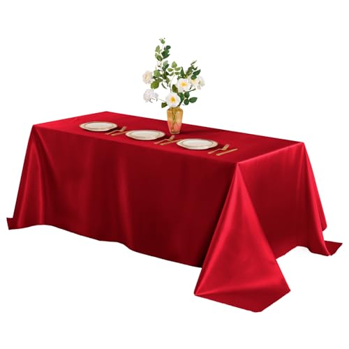 Horbaunal Rote Satin-Tischdecke, 152,4 x 250,9 cm, rechteckige Satin-Tischdecke, helle seidige Tischdecke, glatte Tischdekoration für Hochzeit, Party, Bankett Horbaunal Rote Satin-Tischdecke, 152,4 x 250,9 cm, rechteckige Satin-Tischdecke, helle seidige Tischdecke, glatte Tischdekoration für Hochzeit, Party, Bankett von Horbaunal