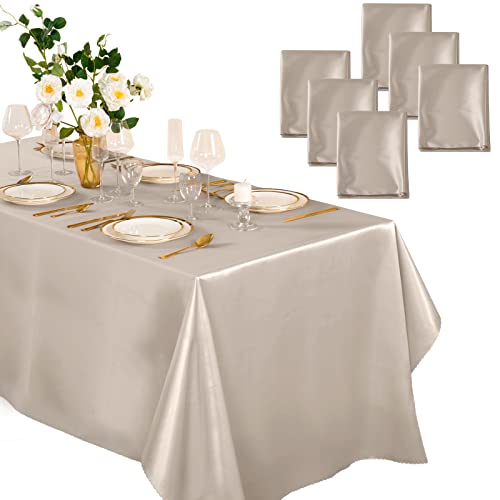 Horbaunal Satin-Tischdecke, rechteckig, 152,4 x 250,9 cm, Hellseide, glatte Tischdekoration für Hochzeit, Party, Bankett, 6 Stück, Taupe Horbaunal Satin-Tischdecke, rechteckig, 152,4 x 250,9 cm, Hellseide, glatte Tischdekoration für Hochzeit, Party, Bankett, 6 Stück, Taupe von Horbaunal