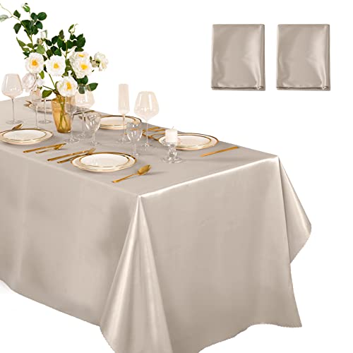 Horbaunal Satin-Tischdecke, rechteckig, 152,4 x 250,9 cm, helle Seide, glatte Tischdekoration für Hochzeit, Party, Bankett, 2 Stück, Taupe Horbaunal Satin-Tischdecke, rechteckig, 152,4 x 250,9 cm, helle Seide, glatte Tischdekoration für Hochzeit, Party, Bankett, 2 Stück, Taupe von Horbaunal
