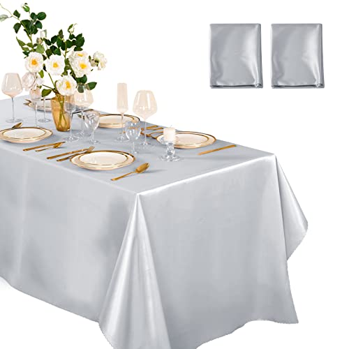 Horbaunal Satin-Tischdecke, rechteckig, 152,4 x 250,9 cm, helle Seide, glatte Tischdekoration für Hochzeit, Party, Bankett, 2 Stück Horbaunal Satin-Tischdecke, rechteckig, 152,4 x 250,9 cm, helle Seide, glatte Tischdekoration für Hochzeit, Party, Bankett, 2 Stück von Horbaunal