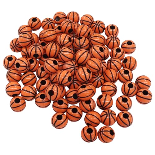 Hordion 100 Stück Basketball-Perlen aus Acryl, Sportperlen, große Löcher, Abstandshalter mit 1 Rolle elastischer Schnur für Halsketten, Armbänder, Schlüsselanhänger, Basteln Hordion 100 Stück Basketball-Perlen aus Acryl, Sportperlen, große Löcher, Abstandshalter mit 1 Rolle elastischer Schnur für Halsketten, Armbänder, Schlüsselanhänger, Basteln von Hordion