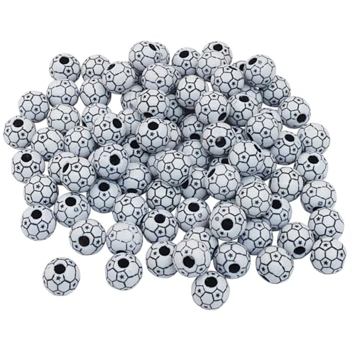 Hordion 100 Stück Fußball-Perlen, Acryl-Sportperlen, große Löcher, Abstandshalter mit 1 Rolle elastischer Schnur für Halsketten, Armbänder, Schlüsselanhänger, Basteln Hordion 100 Stück Fußball-Perlen, Acryl-Sportperlen, große Löcher, Abstandshalter mit 1 Rolle elastischer Schnur für Halsketten, Armbänder, Schlüsselanhänger, Basteln von Hordion
