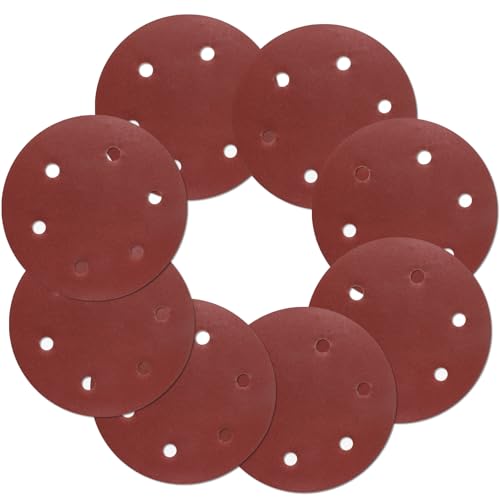 Hordion 12 Stück 20,3 cm Schleifscheiben, Körnung 80, 6 Löcher, Klett-Schleifpapier, runde Schleifpads für Exzenterschleifer Hordion 12 Stück 20,3 cm Schleifscheiben, Körnung 80, 6 Löcher, Klett-Schleifpapier, runde Schleifpads für Exzenterschleifer von Hordion