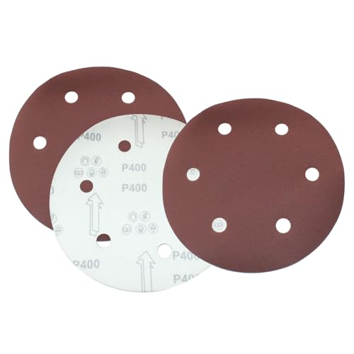 Hordion 16 Stück 20,3 cm Schleifscheiben, Körnung 400, 6 Löcher, Klett-Schleifpapier, runde Schleifpads für Exzenterschleifer Hordion 16 Stück 20,3 cm Schleifscheiben, Körnung 400, 6 Löcher, Klett-Schleifpapier, runde Schleifpads für Exzenterschleifer von Hordion