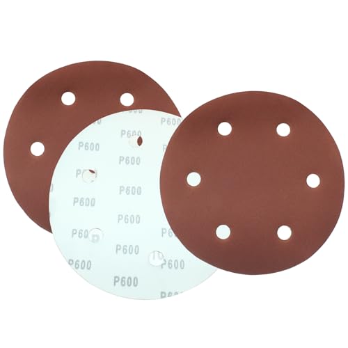 Hordion 16 Stück 20,3 cm Schleifscheiben, Körnung 600, 6-Loch-Schleifpapier, runde Schleifpads für Exzenterschleifer Hordion 16 Stück 20,3 cm Schleifscheiben, Körnung 600, 6-Loch-Schleifpapier, runde Schleifpads für Exzenterschleifer von Hordion