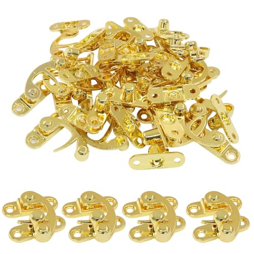 Hordion 20 Stück Haken-Schnappverschluss, goldene Schwingarm-Verschlüsse, Zinklegierung, Schmuckkästchen, Riegel mit Befestigungsschrauben Hordion 20 Stück Haken-Schnappverschluss, goldene Schwingarm-Verschlüsse, Zinklegierung, Schmuckkästchen, Riegel mit Befestigungsschrauben von Hordion