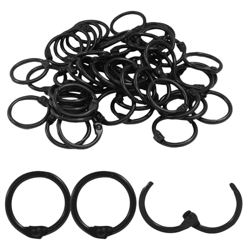 Hordion 50 Stück Binderinge 2/3 Zoll, schwarze Buchringe, Eisen, Karteikarten, Ringbuch-Clips, Metallring-Clips, Schlüsselringe, Papierringe für Schule, Zuhause, Büro von Hordion