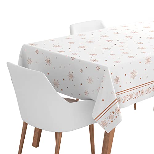 Rolle Papier-Tischdecke, 1,20 x 5 m, Weihnachtskarton, Schneeflocke in Roségold (Tischdecke) von Horeca Collection