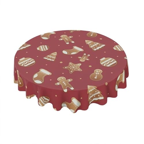Horienteeon Niedliche rote Weihnachtstischdecke mit Lebkuchenmotiv, schmutzabweisend, Polyester, für Küche, Buffet, Partys und Camping, Weihnachten, Urlaub, 152 cm Horienteeon Niedliche rote Weihnachtstischdecke mit Lebkuchenmotiv, schmutzabweisend, Polyester, für Küche, Buffet, Partys und Camping, Weihnachten, Urlaub, 152 cm von Horienteeon