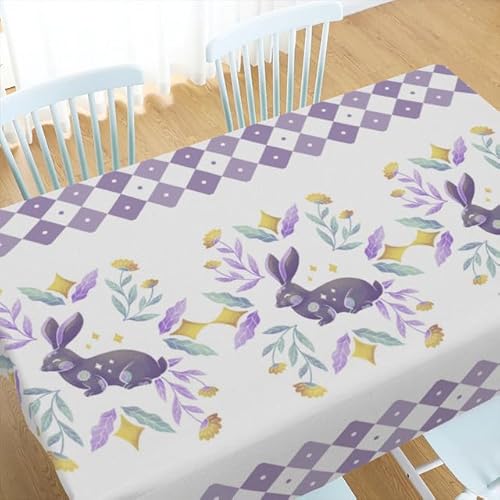 Horienteeon Oster-Tischdecke, rechteckig, Frühlingsblumen, Oster-Tischdekoration, Oster-Tischdecke mit marokkanischem Boho-Hasenkatze, vielseitig verwendbar, waschbar, Polyester-Tischdecke für Party, Horienteeon Oster-Tischdecke, rechteckig, Frühlingsblumen, Oster-Tischdekoration, Oster-Tischdecke mit marokkanischem Boho-Hasenkatze, vielseitig verwendbar, waschbar, Polyester-Tischdecke für Party, von Horienteeon