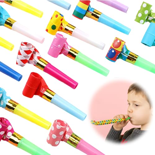 Horktrust 30 Stück Party Tröte,Tröten für Kinderspielzeug,Lange Nase Pfeifen Fest Geschenk Hilfsmittel，für Neujahr Partys Etc.(Farbig Gemischt) von Horktrust