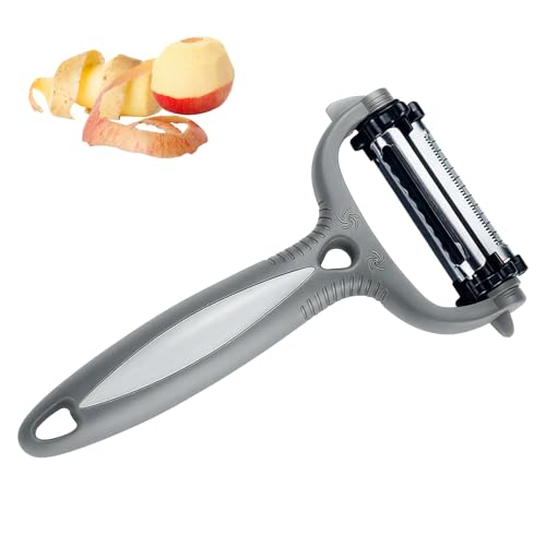 Sparschäler-3 in 1 Kartoffelschäler, Gemüseschäler, Schäler Multifunktions gemüseschäler–Scharfer Schäler (Grau, 1 Stück) Ideal zum einfachen Schälen, Reiben und Schneiden von Horktrust