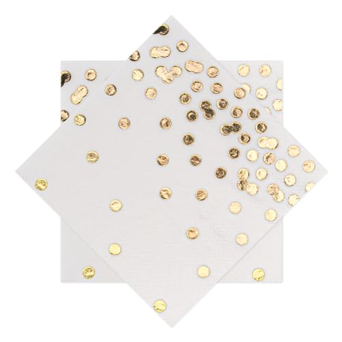 3-lagige Cocktail-Servietten, schwarze Einweg-Servietten mit goldenen Punkten, Getränke-Servietten für Cocktail, Hochzeit, Abendessen, Geburtstagsparty (12,7 x 12,7 cm), 80 Stück von HornPro