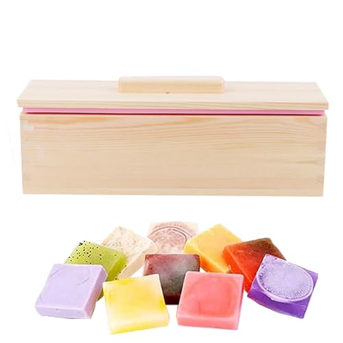 Horoper 900 Ml DIY Seifen Silikonform Set, Rechteckige Silikon-Seifenformen, seifenform mit holzbox, handgemachte seifen silikonform, Flexible Rechteckige Silikon-Seifenformen Zum Backen von Kuchen. von Horoper