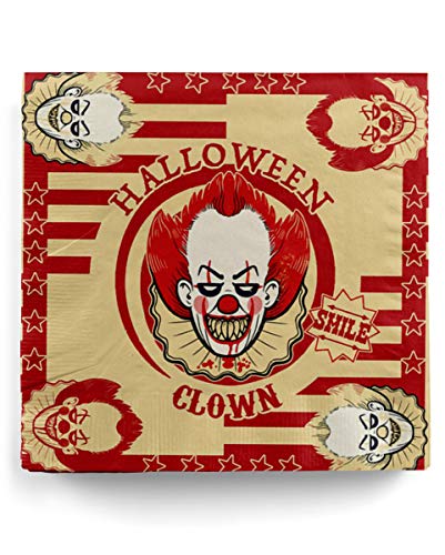 Horror Clown Party Servietten 20 Stück für gelungene Halloween Parties von Horror-Shop