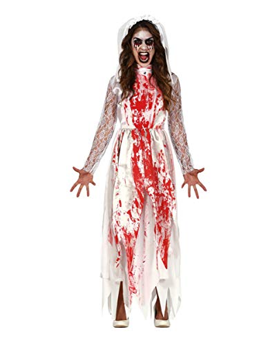 Horror-Shop Blutiges Killerbraut Kostüm mit Schleier als Verkleidung für Halloween und Mottoparties M von Horror-Shop