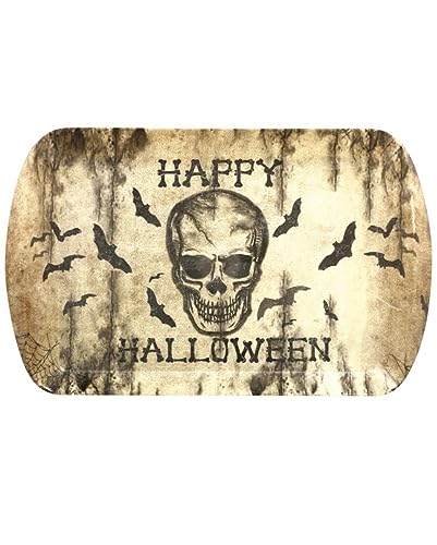 Horror-Shop Happy Halloween Tablett mit Skull & Fledermäusen von Horror-Shop