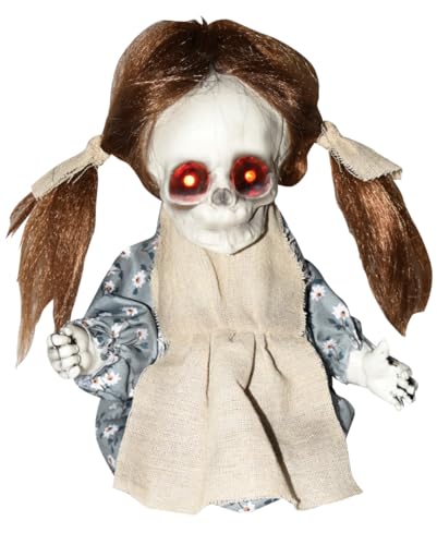 Horror-Shop Hüpfendes Totenschädel Mädchen mit Licht und Ton 28cm von Horror-Shop