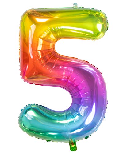 Horror-Shop Regenbogen Zahlenballon Nummer 5 von Horror-Shop