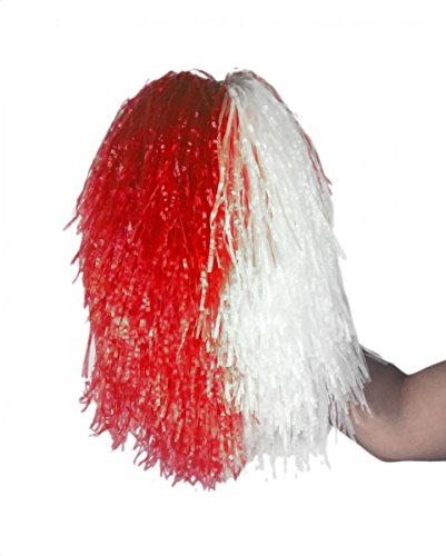 Horror-Shop Rot-Weißer Cheerleader Tänzerin Pompon Puschel von Horror-Shop