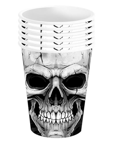 Horror-Shop Scary Skull Totenkopf Pappbecher für Halloween 6 St. von Horror-Shop