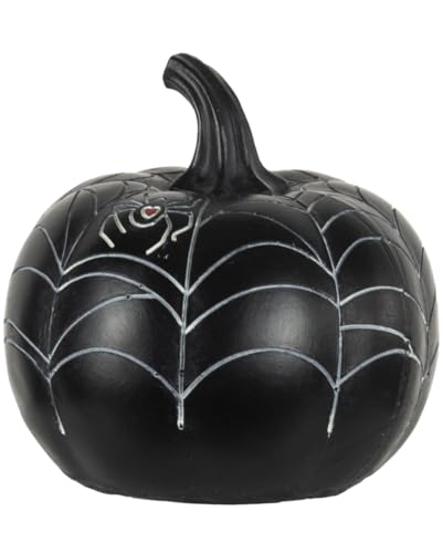 Horror-Shop Schwarzer Halloween Kürbis mit Spinnennetz Verzierung 10cm Horror-Shop Schwarzer Halloween Kürbis mit Spinnennetz Verzierung 10cm von Horror-Shop