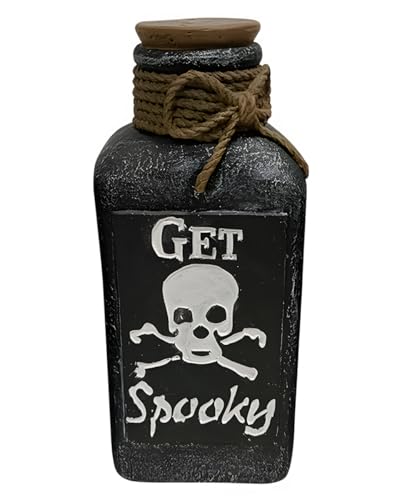 Horror-Shop Totenkopf Deko Giftflasche mit GET Spooky Aufschrift 15cm von Horror-Shop