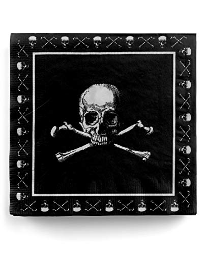 Schwarze Totenkopf Servietten mit Piratenschädel 20 St. von Horror-Shop