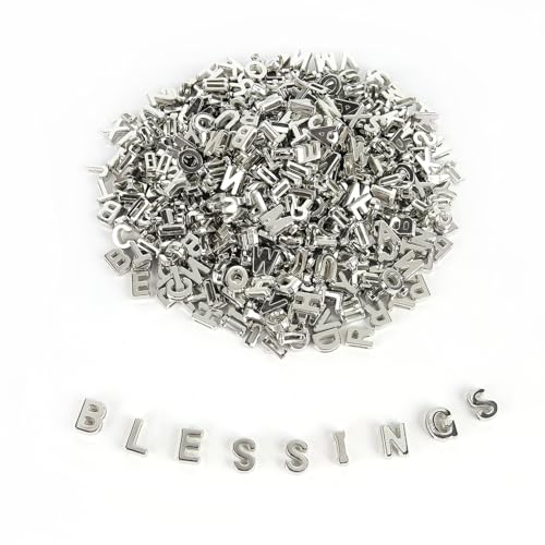 Große, große Alphabet-Buchstabenperlen, gemischte Kunststoffform, lose Perlen für Schmuckherstellung, Armbänder, Halsketten, Schlüsselanhänger, 9 x 12 mm, 500 Stück (Silber) von Horsdo