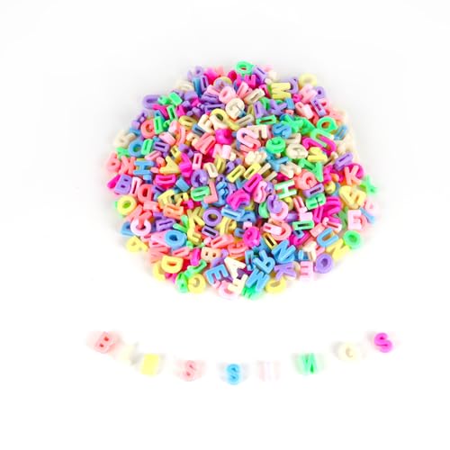 Große, große Alphabet-Buchstabenperlen, gemischte Kunststoffform, lose Perlen für Schmuckherstellung, Armbänder, Halsketten, Schlüsselanhänger, Macaron, 9 x 12 mm, 500 Stück von Horsdo